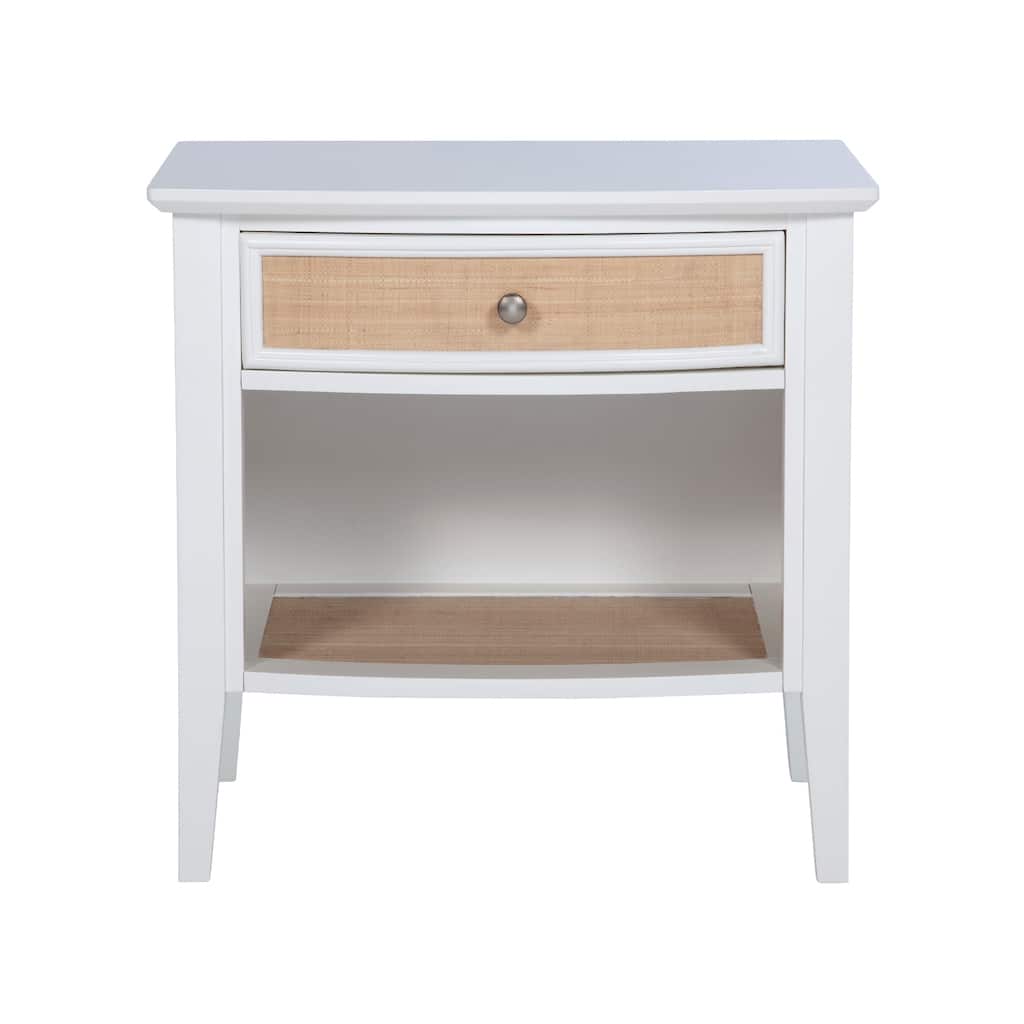 1 Drawer and 1 Shelf Wooden Nightstand in White