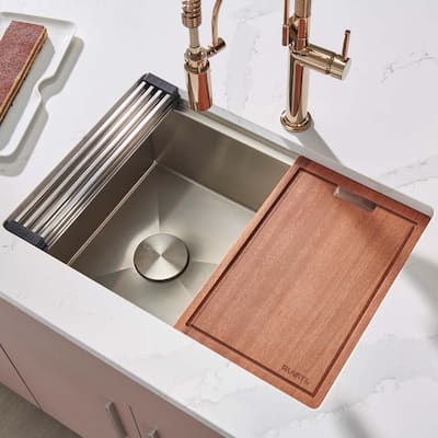 Ruvati 30-inch Workstation Slope Bottom Offset Drain Undermount 16 Gauge Kitchen Sink - 30" X 19" - 30" X 19"