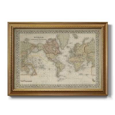 Mitchell's World Map Premium Framed Canvas- Ready to Hang