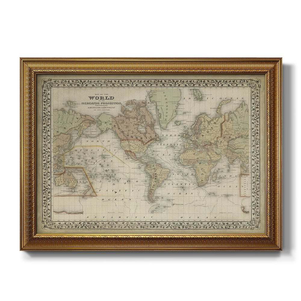 Mitchell's World Map Premium Framed Canvas- Ready to Hang