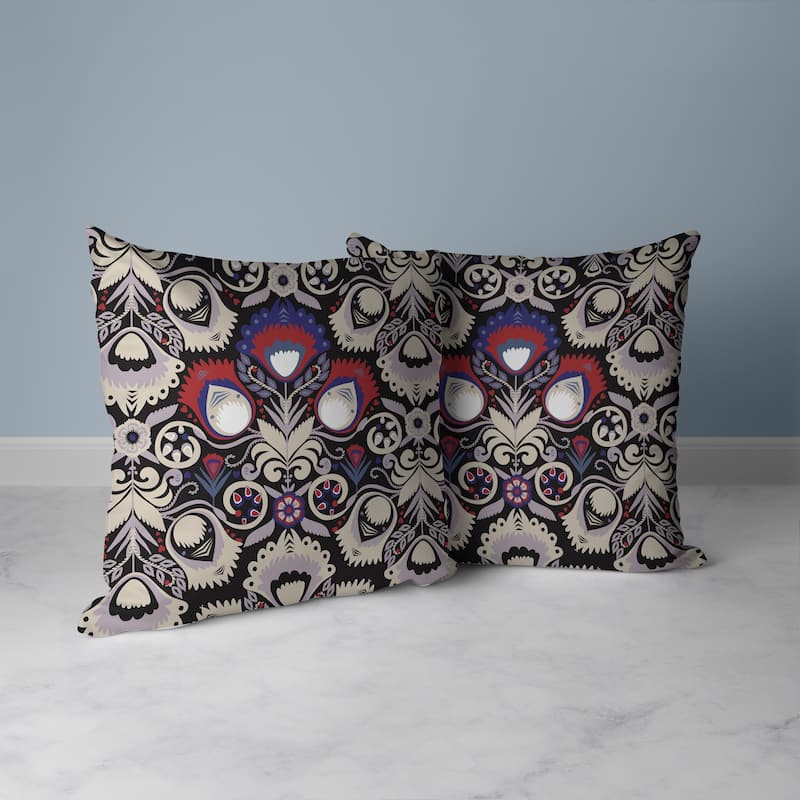 Whimsical Cat Eye Faux Suede Reversible Throw Pillow Black and Cream