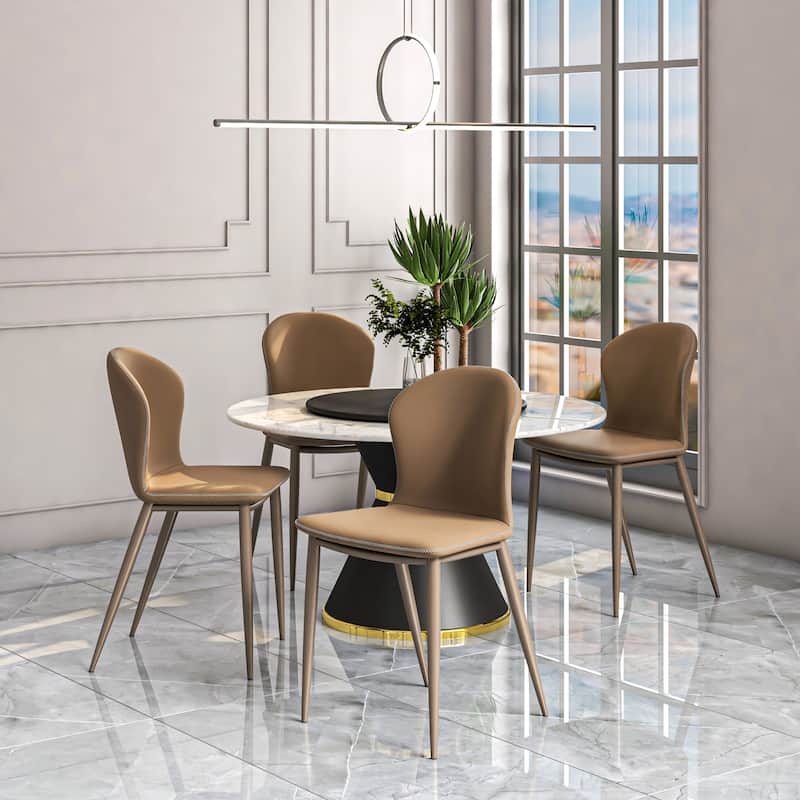 Mosaic Modern Upholstered Fabric Dining Chair with Metal Legs by LeisureMod