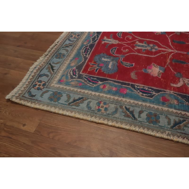Hand Knotted Oriental 100% Wool Carpet Traditional Floral Red Tabriz Area Rug - 6' 0'' X 3' 3''