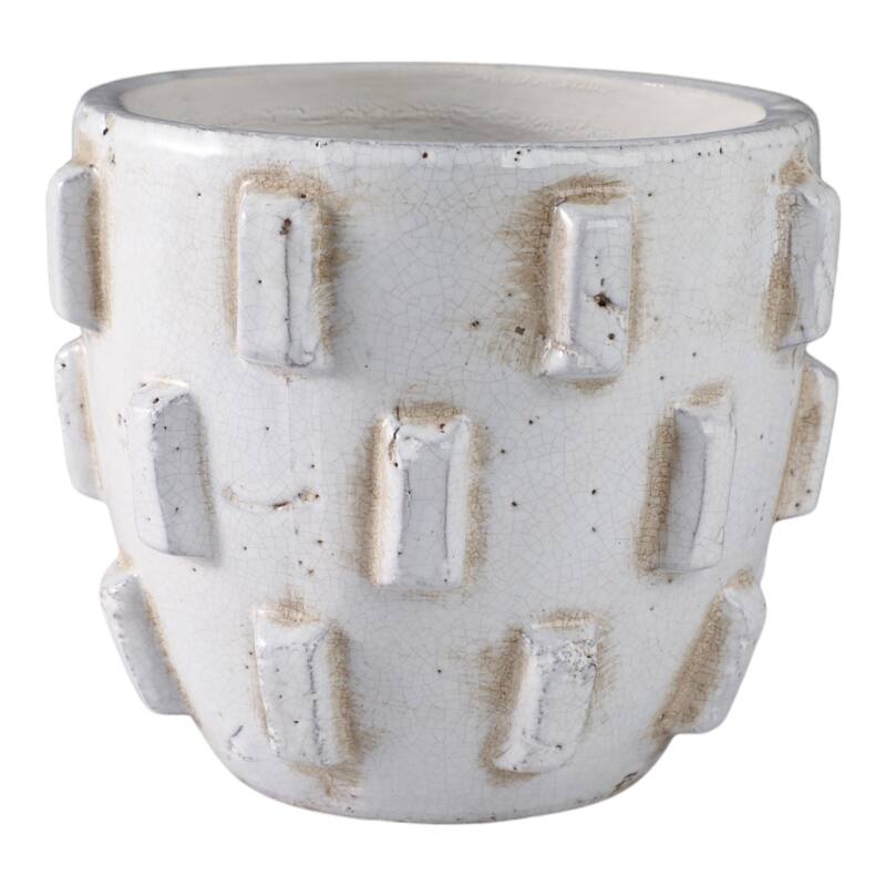 Terracotta Planter Raised Geometric Detailing and Sculptural Design