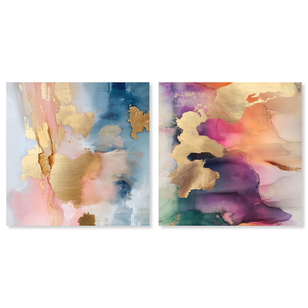Gold Foil Set Canvas Set of 2 by Art Remedy, Gallery Wrapped