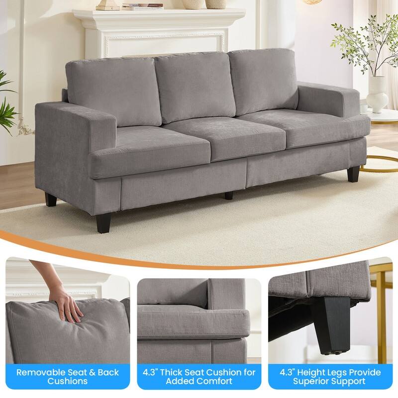 Mixoy W82" Chenille Straight Sectional Sofa,Cloud Sleeper Comfy Upholstered 3-Seater Sofa Couch
