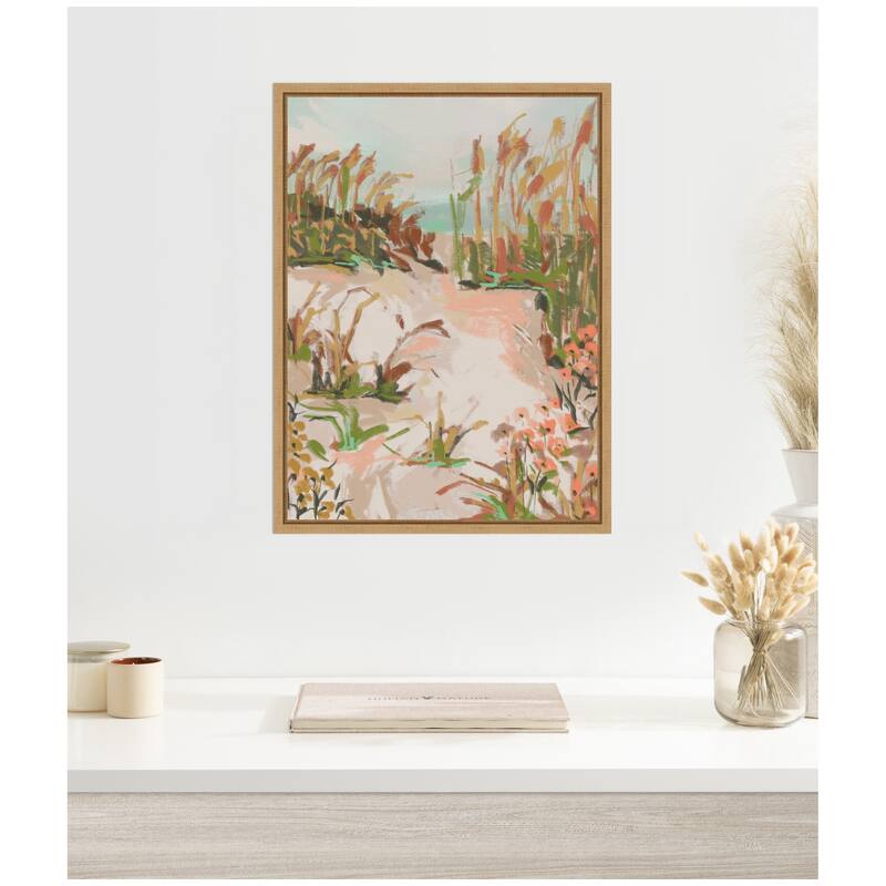 Kate and Laurel Sunrise Seascape by Annie Quigley Framed Canvas Wall Art Print