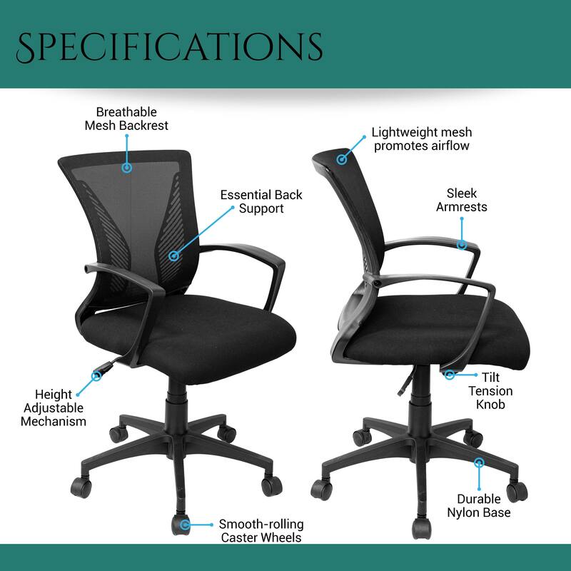 Modern Designs Black Adjustable Mesh Swivel Office Chair