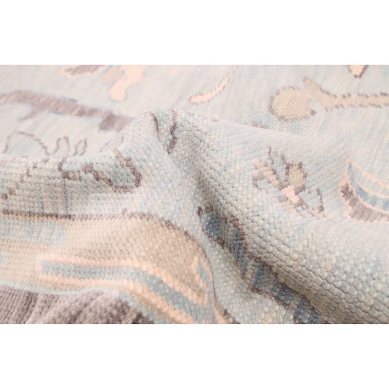 ECARPETGALLERY Hand-knotted Modern Oushak Light Blue Wool Rug - 8'0 x 9'11