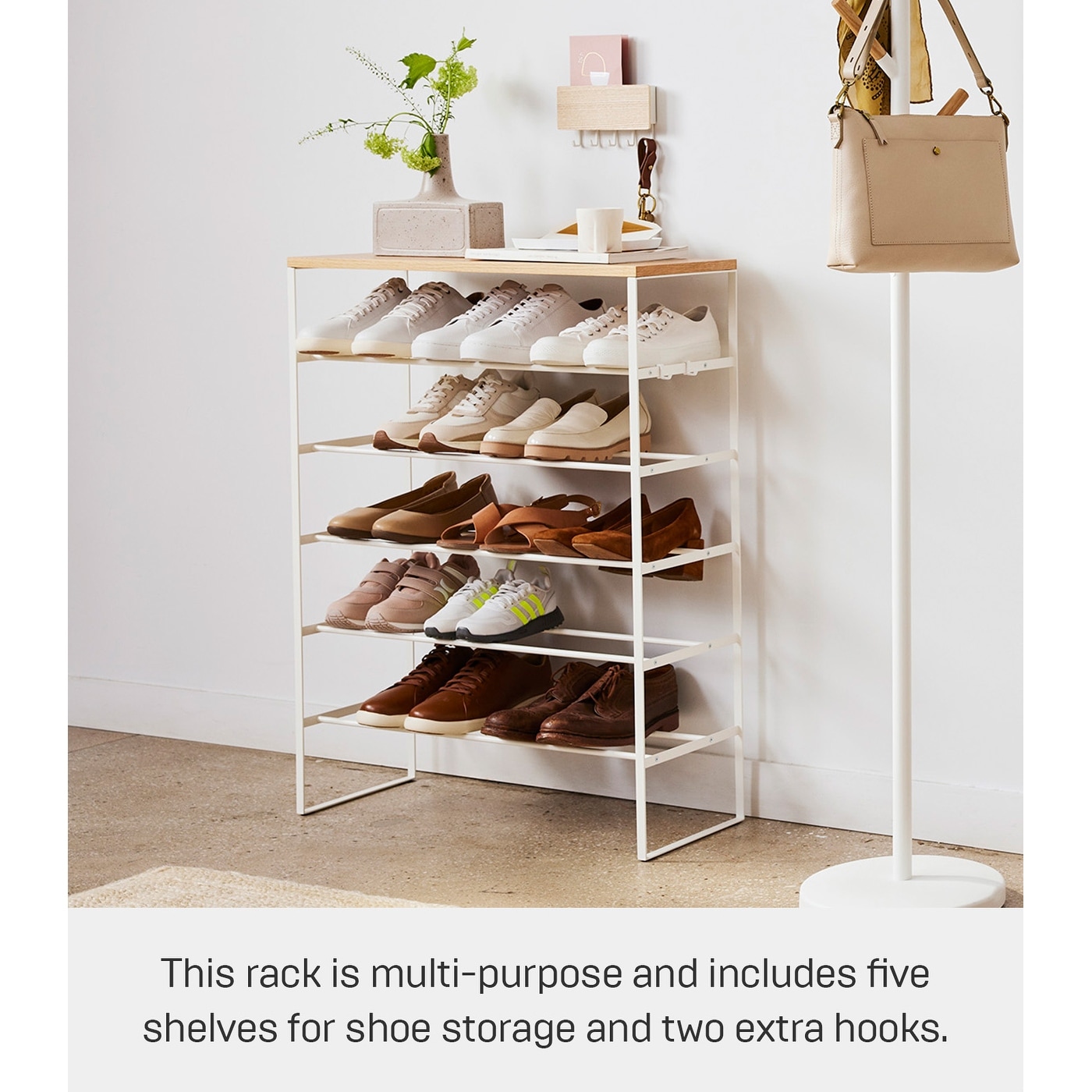 シェシェ　バスケット Yamazaki Home Six-Tier Shoe Rack, Steel, Holds 18 to 21 shoes