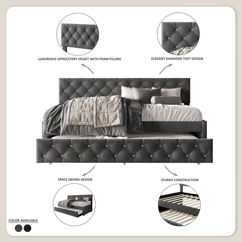 Clayfell Darcey Luxurious Velvet Upholstered Daybed