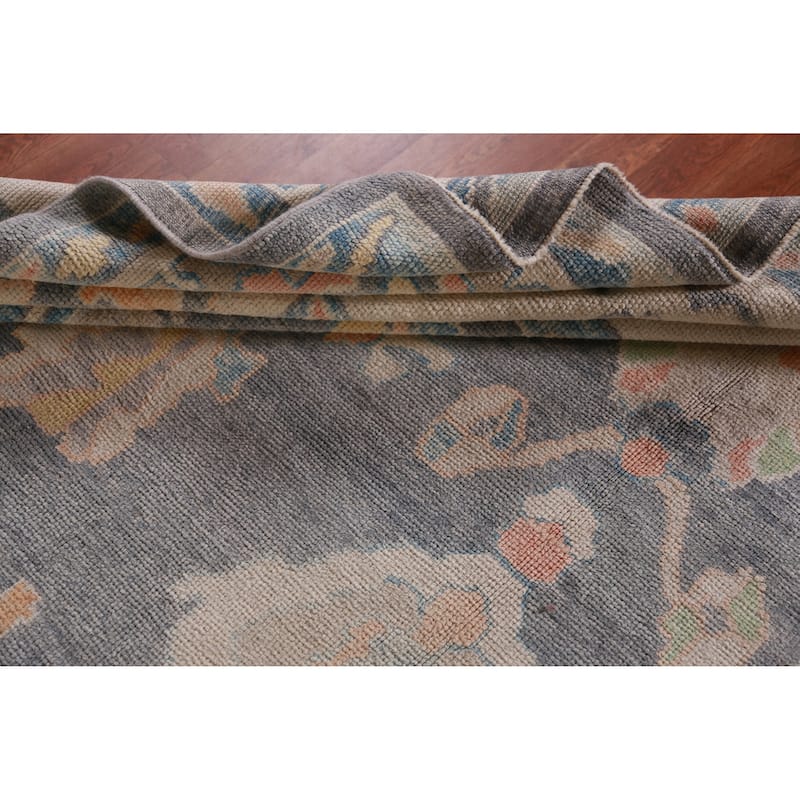 Hand Knotted Oriental 100% Wool Carpet Transitional All-Over Greys & Charcoal Oushak Area Rug - 13' 9'' X 10' 0''
