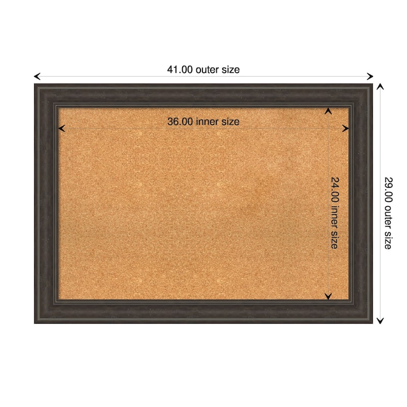 Shipwreck Greywash Framed Natural Corkboard Bulletin Board - Board Size 36x24