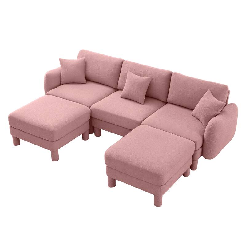 109.4" 3-Seater Modern Upholstered Sofa Couch, Deep-Seat Sectional Sofa with Shell-Shaped Armrests, Leisure Sofa for Living Room