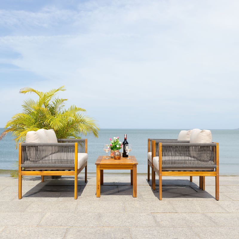 SAFAVIEH Outdoor Hilda 4-Piece Patio Living Set - 49Wx26Dx25H