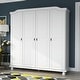 preview thumbnail 1 of 18, Palace Imports 100% Solid Wood Kyle 4-Door Wardrobe Armoire with Solid Wood or Mirrored Doors White