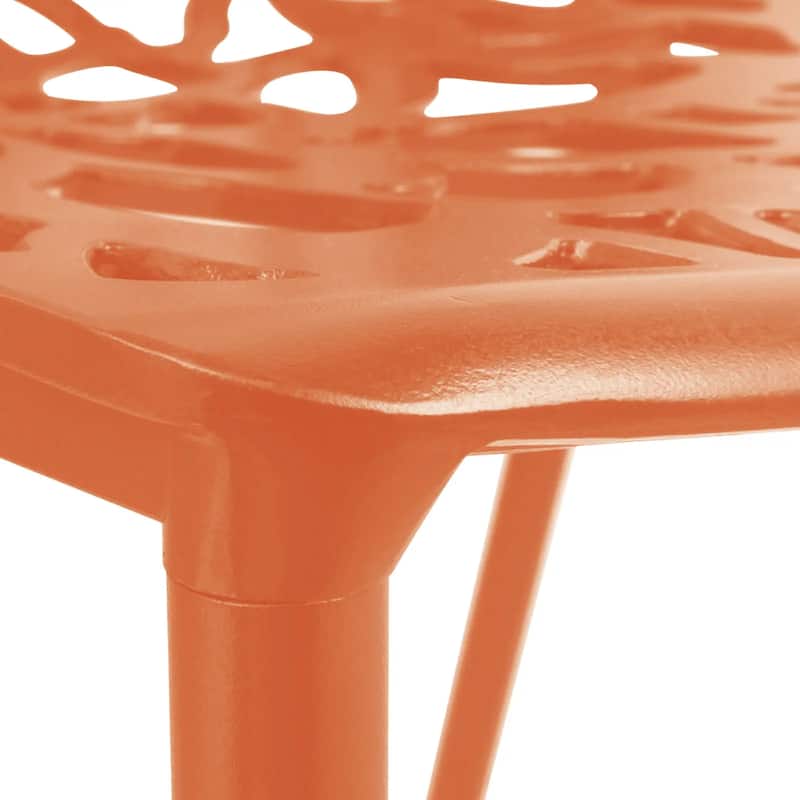 Devon Aluminum Floral Cutout Stackable Dining Chair for Dining Room, Patio, or Garden