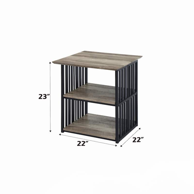 Antique Oak and Black Finish Nightstand