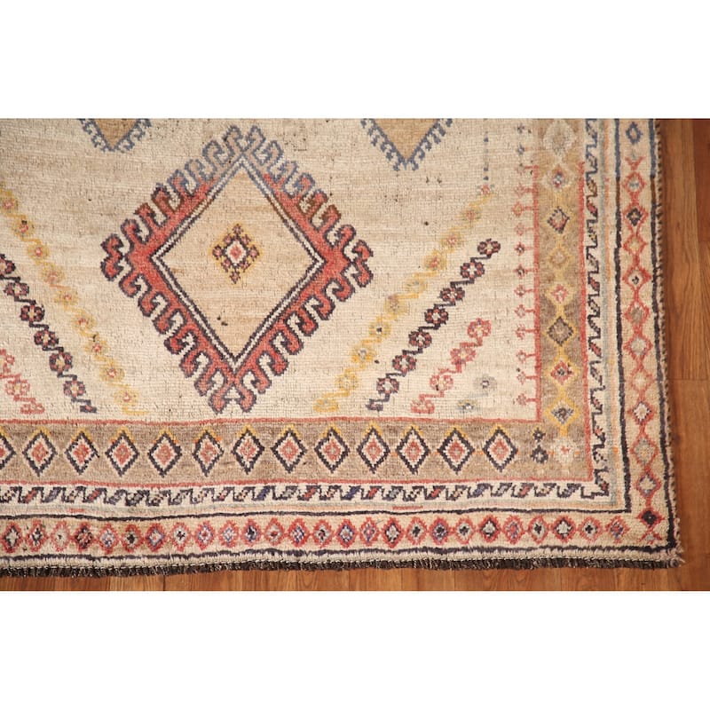 Geometric Gabbeh Persian Vintage Area Rug Hand-Knotted Wool Carpet - 4'7"x 7'3"