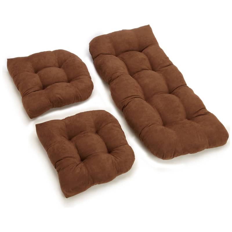 Microsuede 3-piece Indoor Settee Cushion Set - Chocolate