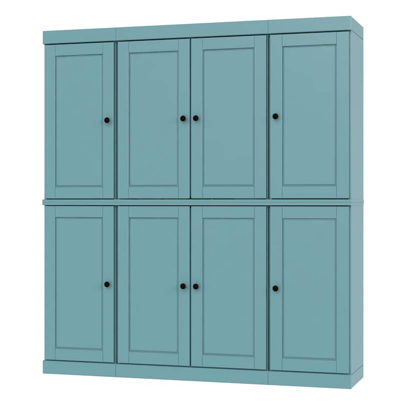 Palace Imports 100% Solid Wood Kitchen China Cabinet Pantry with Glass or Solid Wood Doors and 2-Drawer Kit - 65" x 71.5"