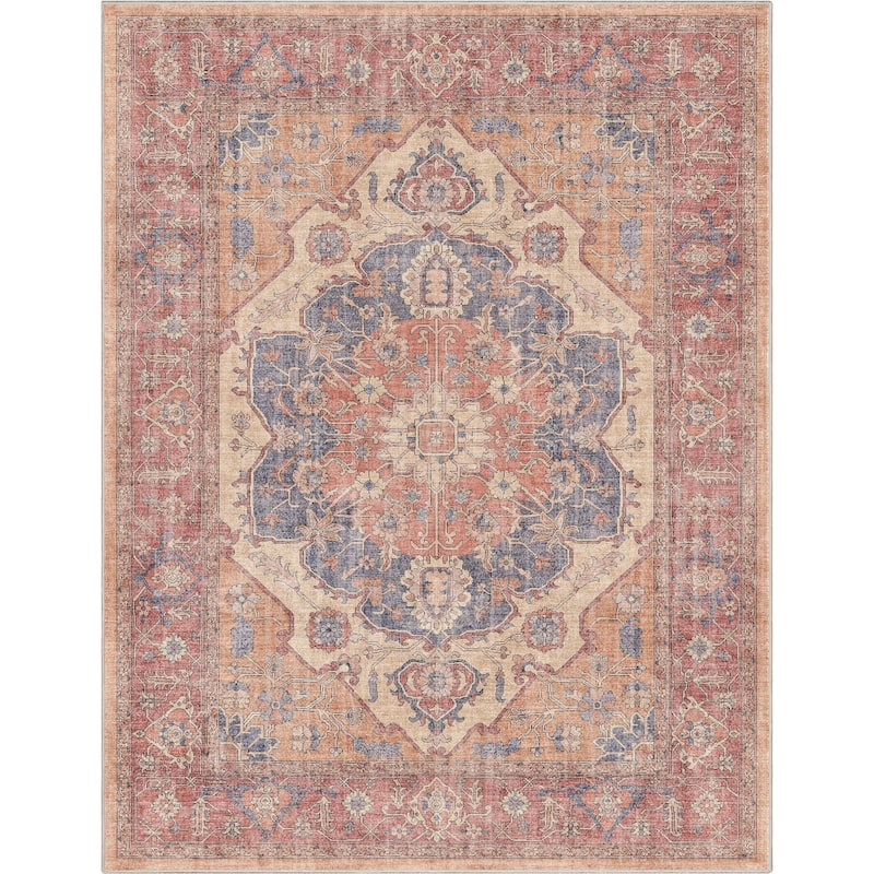 Well Woven Apollo Antigua Persian Oriental Machine Washable Area Rug - 9' 10" x 13' - Red - Rectangle