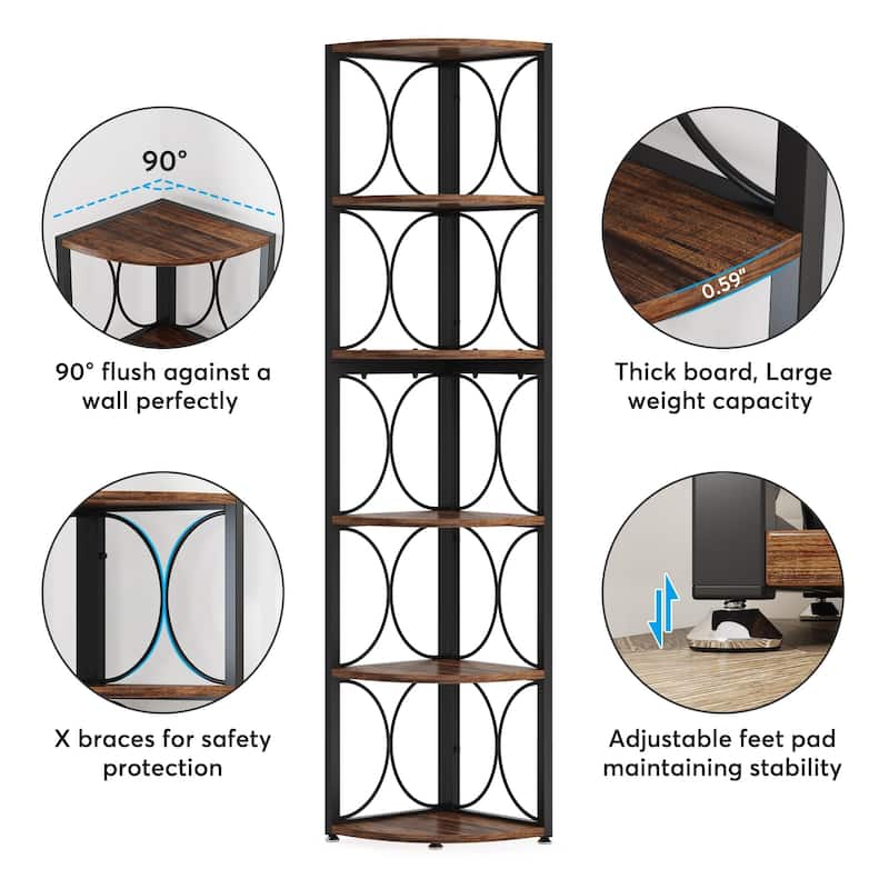 67" Tall Corner Shelf, Corner Bookshelf Bookcase Standing Shelving Unit