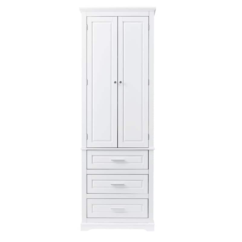 Tall Storage Cabinet with Three Drawers for Bathroom