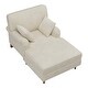 preview thumbnail 7 of 6, Roomfitters 40.5'' Chaise Lounge Chair, Oversized Indoor Sofa with Pillows and Rolled Arms, Corduroy Upholstery, Beige