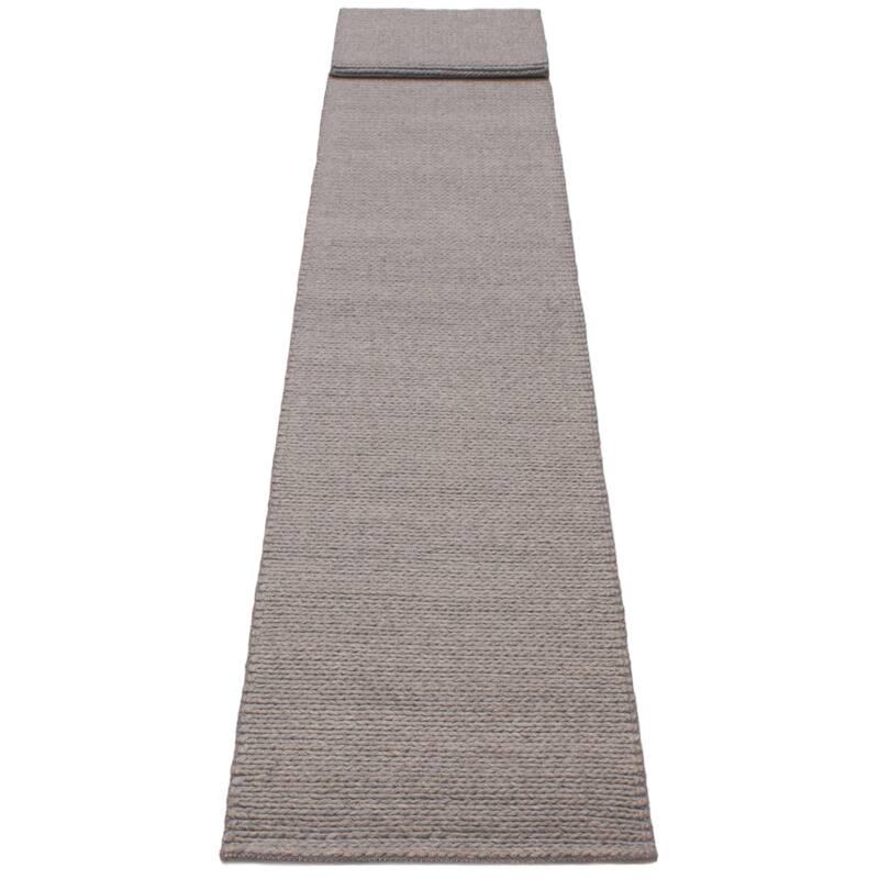 ECARPETGALLERY Braid weave Sienna Grey Wool Rug - 2'4 x 19'6