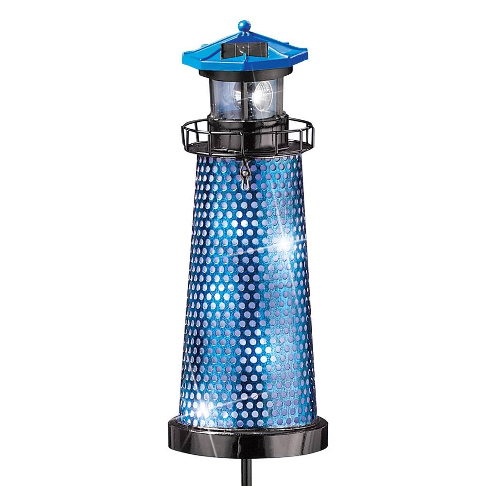 Solar Blue Lighthouse Decorative Garden Stake