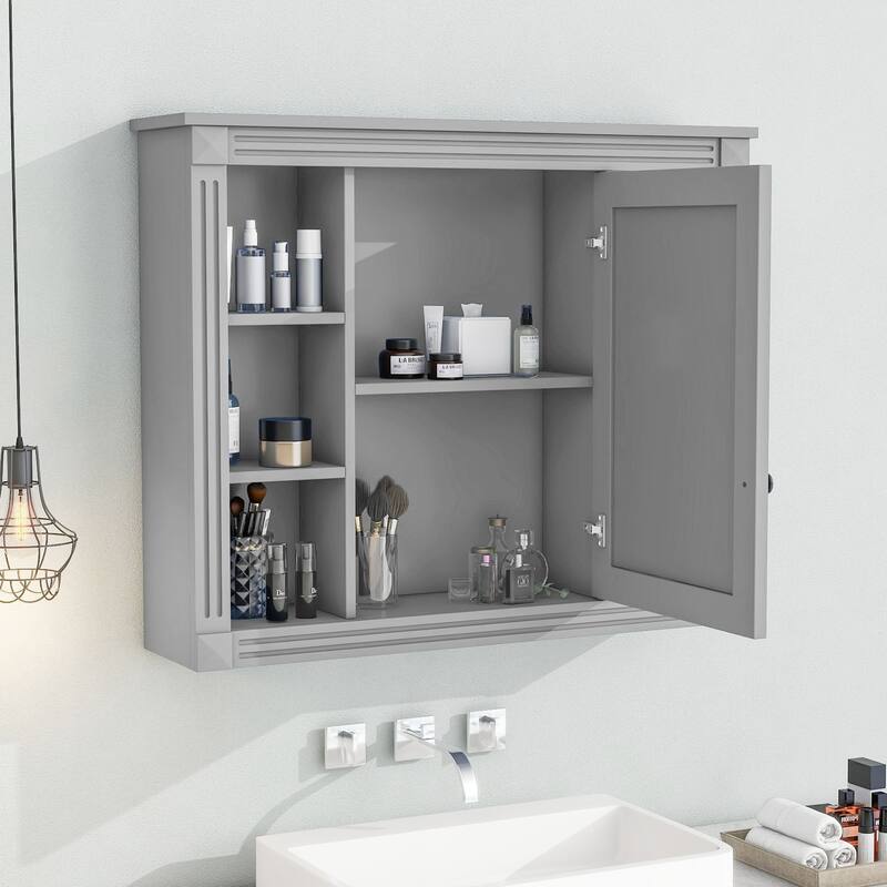 36'' Bathroom Vanity with Top Sink, Freestanding Vanity Set with Mirror Cabinet