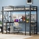 preview thumbnail 1 of 13, Twin XL Metal Loft Bed with Desk and Shelves, Loft Bed with Ladder and Guardrails, Loft Bed Frame for Bedroom, Black Black