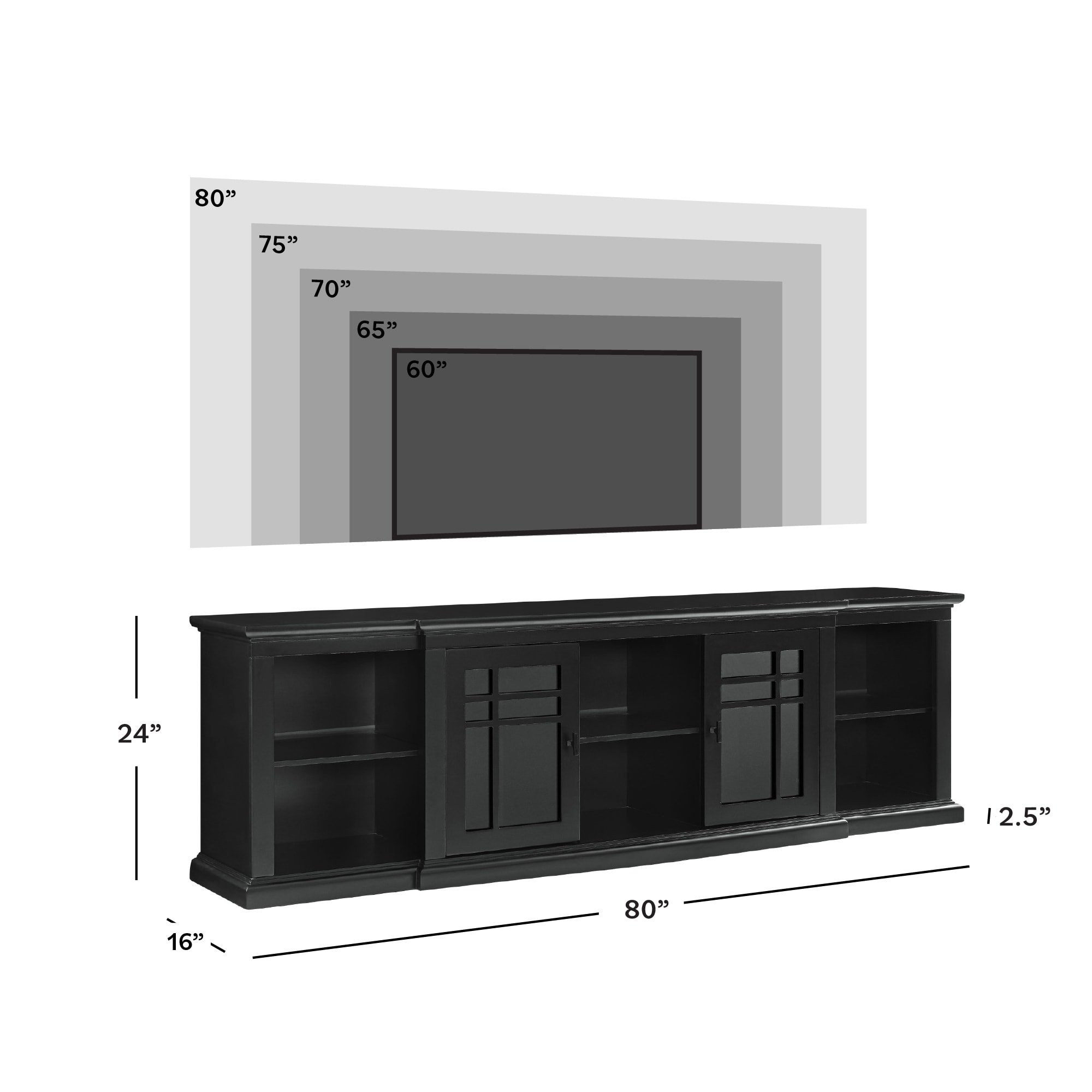 Walker Edison 80-inch Classic Breakfront TV Stand - Overstock
