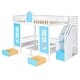 preview thumbnail 7 of 7, Blue Full Pine Bunk Bed with Changeable Table, Storage Staircase, Drawers