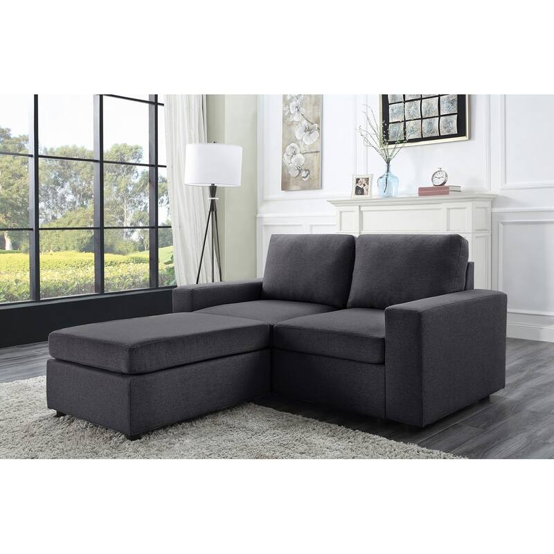 Linen Loveseat with Ottoman