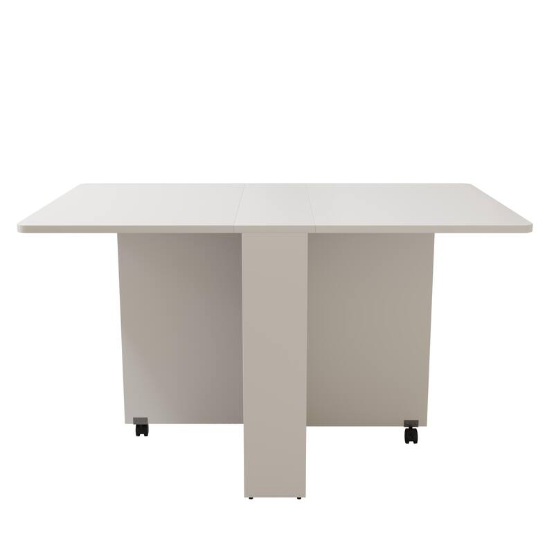 Roomfitters Foldable Dining Table with Drop Leaf, Space Saving Kitchen Table for Small Homes and Compact Rooms, White