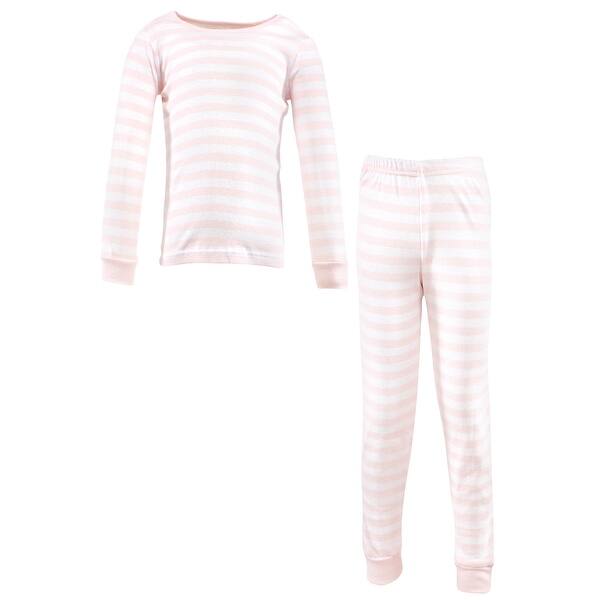 slide 1 of 1, Hudson Baby Toddler Girl Cotton Pajama Set, Soft Pink Stripe 2T