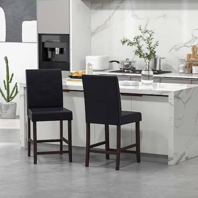 Set of 2 Barstools Wooden Vintage Bar Chairs Counter Stools