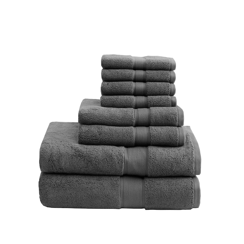 Madison Park Signature Cotton 8-piece Antimicrobial Towel Set - Grey