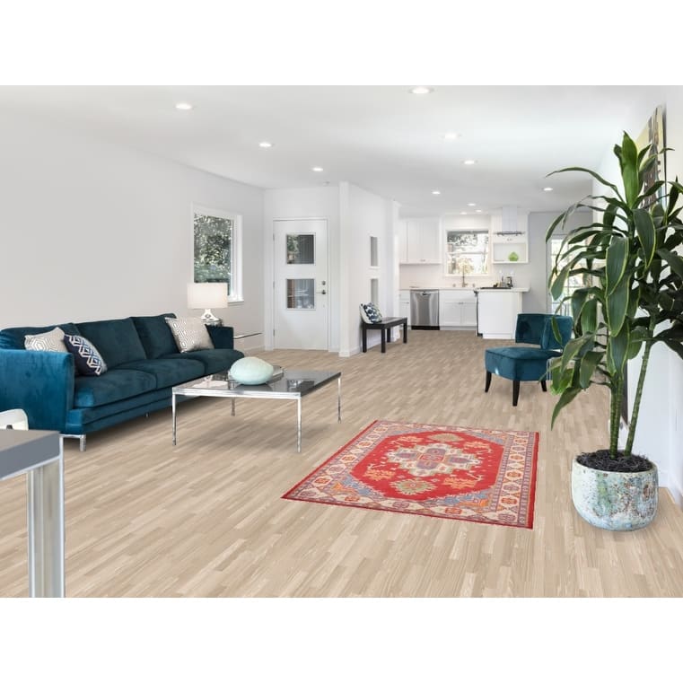 Geometric Kazak Accent Rug Hand-Knotted Traditional Wool Carpet - 3'5" x 5'2"