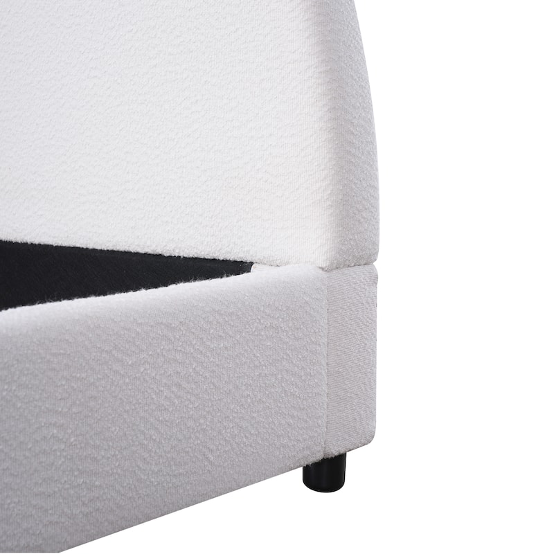 Christopher Knight Home - Luis Boucle Upholstered Bed Frame with Half-Round Headboard