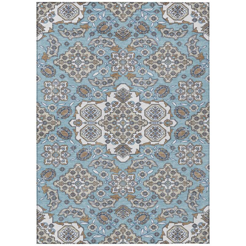 HomeRoots Medallion Traditional Rectangle Outdoor Rug