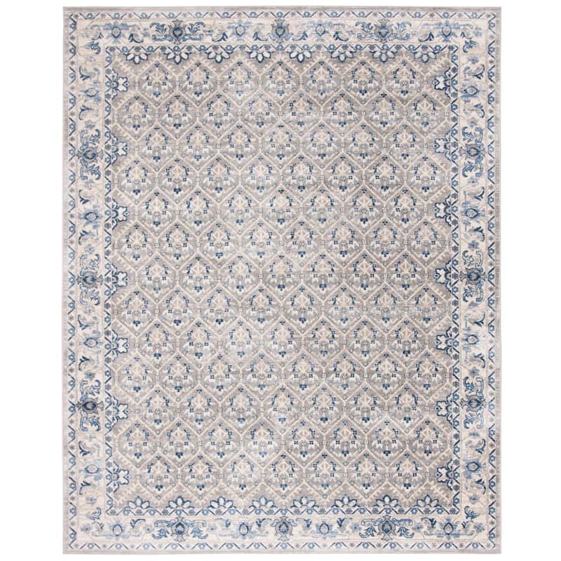 SAFAVIEH Brentwood Dile Oriental Damask Trellis Rug - Light Grey/Blue - 6' x 9'