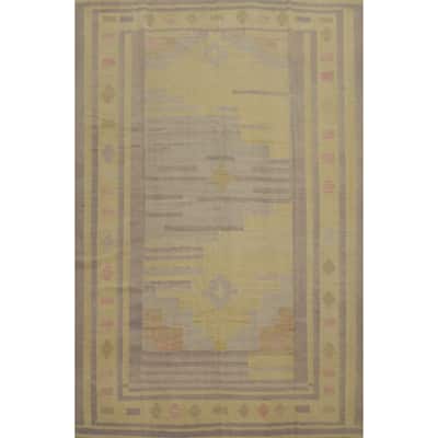 Hand Woven Oriental 100% Wool Carpet Southwestern Tribal Yellow & Gold Kilim Area Rug - 10' 0'' X 8' 2''
