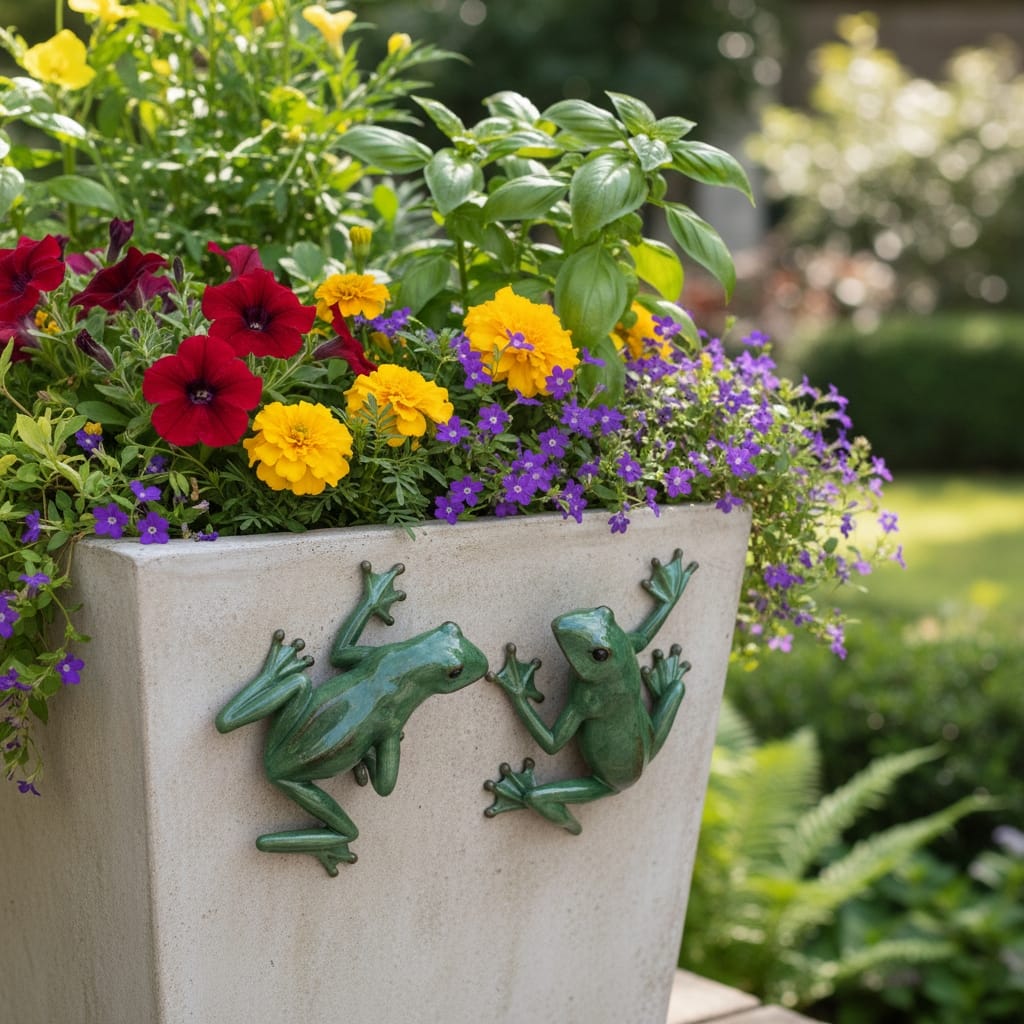 HomeRoots Set of Two Stone Garden Green Frog Resin Hanging Dimensional Sculptures