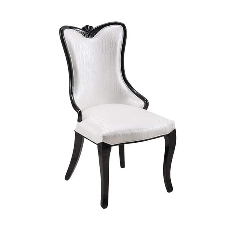 Black/White Faux Leather Upholstered Wood Frame Dining Chair, Set of 2, Sturdy Dining Chair for Dining Rooms - 17.5