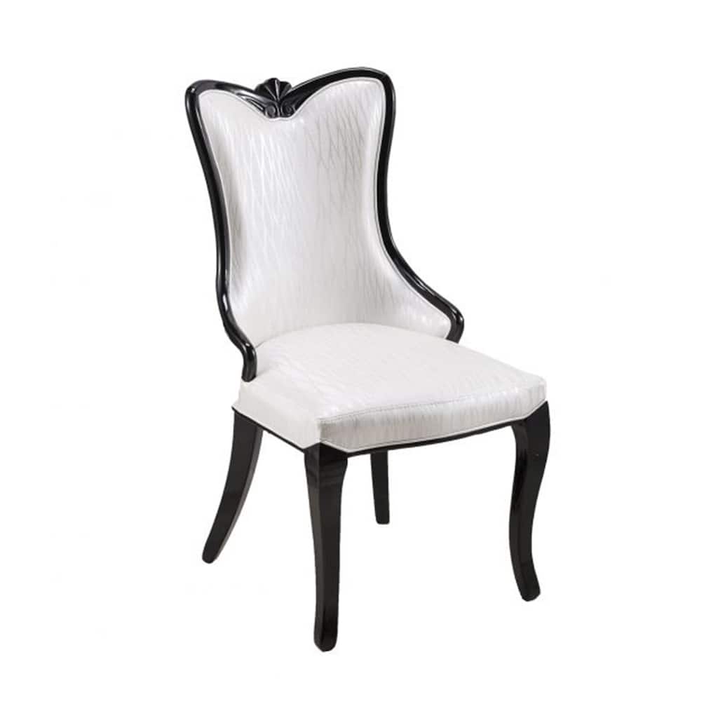Black/White Faux Leather Upholstered Wood Frame Dining Chair, Set of 2, Sturdy Dining Chair for Dining Rooms - 17.5