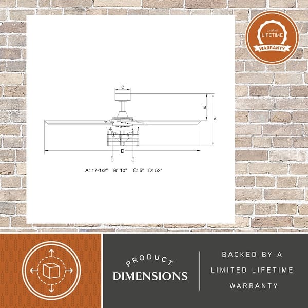 dimension image slide 0 of 2, Rowan 52 in. Black Ceiling Fan with Reversible Driftwood-Black Walnut Blades, LED Light Kit and Pull Chain, Wire Cage Drum Shade