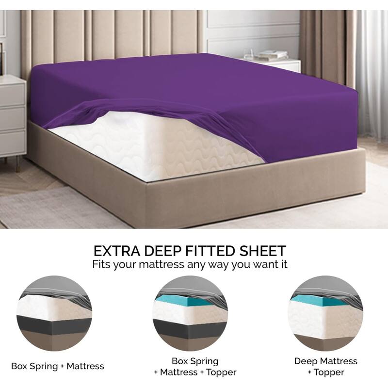CGK Linens Microfiber Extra Deep Pocket 18" - 24" Inch Fitted Sheet